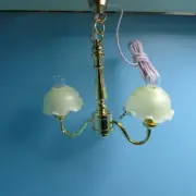 HiDollhouse Miniature 12v Electric Double Arm Fluted Chandelier MH726