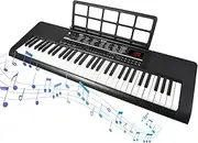 61 Key Electronic Keyboard Piano Dual Keyboard Mode 200 Tones 200 Rhythms 70 Teaching Song Musical Instrument with Microphone and Music Score Stand Portable Music Piano Keyboard