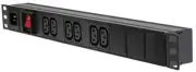 1U 6 WAY HORIZ IEC 10A PDU + SWITCH - PDU-6WS-H-IEC-M-1U