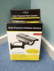 Silver Solar Powered IMITATION Security Camera LED Flashing Water Prook Fake