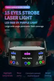 15-EYE Remote LED Laser Light DMX RGB Scan Projector Strobe DJ Party Stage Light