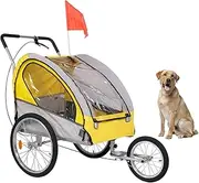 2 in 1 Dog Bike Trailer, Folding Pet Dog Trailer Cart for Bicycle, Bike Cargo Wagon Carrier, Universal Hitch & 20" Wheel