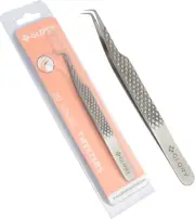 90 Degree Lash Tweezers for Eyelash Extensions, Fiber Tips Superior Non-Slip Dia