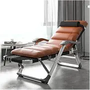 Patio Chair Outdoor Zero Gravity Chair Patio Lounge Camping Chair Recliner Adjustable Folding Bed with Pillow and Massage Armrest for Pool Side Beach Yard Steel Frame (Color : A+Cushion B) FANDIAO