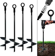 Ground Anchors Screw in 15 Inch Set of 4 Tent Stakes Heavy Duty Trampoline Anchor Kit Earth Anchor Swing Set Anchors for Metal Swing Set Trampoline Anchors High Wind Black