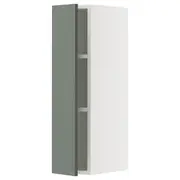 METOD wall cabinet with shelves, white/Nickebo matt grey-green, 20x37x80 cm