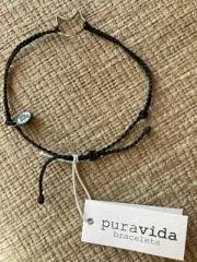 Pura Vida kitty cat black string bracelet, adjustable, NWT! Cute