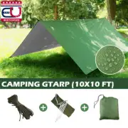 10x10 FT Waterproof Camping Tent Tarp Shelter Hammock Cover Rain Fly Lightweight