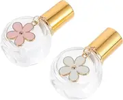 OATIPHO 2pcs Refillable Glass Perfume Bottles with Floral Design Essential Oil Diffuser Containers for Home Car and Elegant Decor for Her