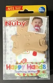 NIP Happy Hands Teething Mitten Nuby Bpa Free Ginger Bread Man Teether Holiday
