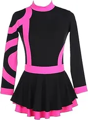 [Zagitova] Figure Skating Dress for Women, Long Sleeve Ice Skating Costume Rhythmic Gymnastics Leotard Zipper Design