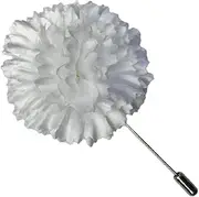 [M&S Schmalberg] White Carnation Lapel Boutonniere Pin For Men or Women Lapel Flower Brooch - Hand-made in New York's Garment Center (American Made), Medium, Satin, botswana agate