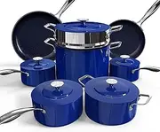[Nuwave] Lux 13pc Forged Lightweight Cookware Set PFAS Free, Healthy G10 Duralon Ceramic Coating, Ultra Non-Stick, Stay-Cool Handles, Works on All Cooktops & Induction Ready