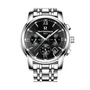 Veile Studios Stainless Steel Quartz Wrist Watch Men's Waterproof Analog Date Black Silver Watches