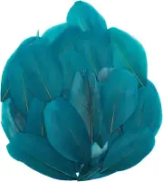 50 Pcs Peacock Blue Dyed Feathers Natural Goose Feathers Bulk, 2-3 Inch Craft Fe