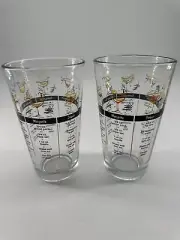 Vtg Libby Atomic Drink Recipe Cocktail Mixing Glass Retro Barware 16oz New Set 2
