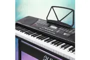 Alpha 61 Keys Electronic Piano Keyboard Digital Electric w/ Stand Lighted Black