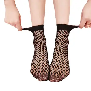 網襪 日本透氣網格襪 黑色襪子 女士網短襪 韓國鏤空魚嘴絲襪