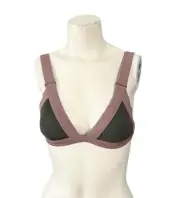 Dolce Vita Ribbed Army Bikini Top Women’s XS Green/Muave Pink Removable Pads NWT