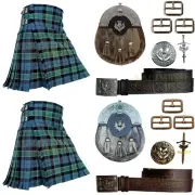 Handmade Graham Menteith Ancient Tartan Kilt Outfit For Men Custom Size Kilt