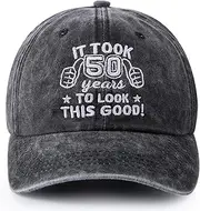 [Blupkany] 40th 50th 60th 70th Birthday Gifts for Men, Vintage Happy Birthday Gift Ideas Baseball Caps Adjustable, Funny Birthday Hats