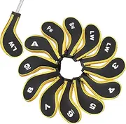 Golf Iron Head Cover, 12X Head Covers Set, Number Alphabet Design Sports Fan Golf Club Equipment, Sports Fan Equipment Protects for All Weather Conditions