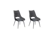 Raimon Furniture Set Of 2 Casey Rotation Eco Leather Kitchen Dining Side Chair Metal Frame Grey