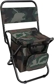 Folding Camping Chair with Cooler Bag – Compact Fishing Hiking Stool with Backrest, Lightweight, Durable, Portable, and Comfortable