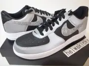 NIKE AIR FORCE 1 B BLACK 3M SILVER SNAKE DJ6033-001 US10