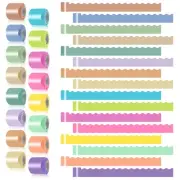 Decorative Bulletin Board Borders Set - 16 Rolls 524.8 Ft Pastel Wave Shape T...