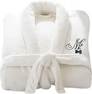 Wedding Bathrobe Mr and Mrs Embroidery logo on Bathrobes 100% COTTON Terry Towel Bathrobe LUXURY VELOUR bathrobes