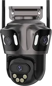 Three Lens Outdoor WiFi IP Camera Three Screen PTZ Camera Ai Human Detection 15MP IP66 Waterproof CCTV Video Security Cam(U/S,15MP with 128G)