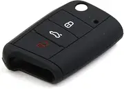 uxcell Black Silicone Car Remote Flip Key Fob Cover Shell Case for VW for Volkswagen Golf 7
