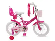 BARBIE PINK 16" Girl's Bike Hand Brake Training Wheel Doll Carrier Bell Basket
