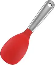 BEBEMOKO 1Pc Stainless Steel Rice Spoon with Hanging Hole Comfortable Home Tableware for Easy Serving and Cleaning Housewarming Restaurant and Hotel Use