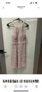 NWT Aidan Mattox Pink Embellished Sequin Halter Sheath Dress - Size 4
