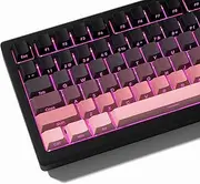 Womier Shine Through PBT Keycaps 60 75 100 Percent, Cherry Profile Side Print Gradation Keycap Set, Custom Keyboard Key caps for Cherry Gateron MX Switches Keyboard (Black Pink)