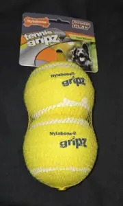 Power Play Tennis Gripz Fetch Toy, Squeaky Tennis Ball Chew Toy for Dogs, Large