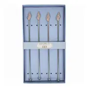 4pc Metal 22cm Cocktail Stirrer Shell Mixing Bar Spoon Stick Set Silver/Pink