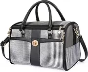 NewEle Fashion Dog Purse Carrier for Small Dogs with Extra Large Pocket, Holds Up to 8lbs Woven Cloth Pet Carrier, Cat Carrier, Airline Approved Puppy Purse Carrier for Travel (Gray, Small Size)