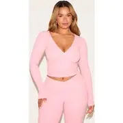 Shape Candy Pink Sculpt Active Wrap V Neck Long Sleeve Top, Candy Pink