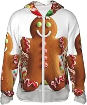 [RLDOBOFE] Women's UPF 50+ Sun Protection Hoodie Lightweight Jackets Shirt Gingerbread Man Candy Long Sleeve Sun Shirts