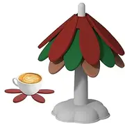 LeoLeozz 2PCS Silicone Tree Trivet - Heat Resistant, Foldable Coaster for Hot Soup, Coffee Pot, Table Protection (Titanium2)