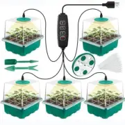 LED Seed Starter Tray Kit w/ Dome & USB Grow Light for Indoor Plants