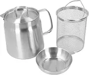 Stainless Steel Oil Strainer Pot Large Capacity Easy Pour Grease Container for Home Kitchen Cooking 304 Stainless Steel (2L)