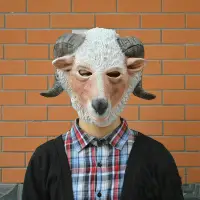 在飛比找Yahoo!奇摩拍賣優惠-五娃爭福 萬聖節舞會派對面具COS動漫表演羊面具羊頭套動物面