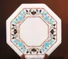 12" Antique Design Inlay Work Coffee Table Top White Marble Center side Table