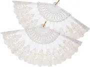 GETAJGHSD Retro Hand Fan 2pcs Folding Fan for Wedding Vintage Style Hand Fan Party Accessory