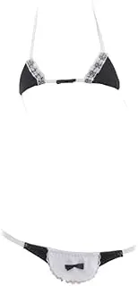 SINGUYUN Womens Sexy Micro Bikini Suit Anime Bikini Cosplay Lingerie Kawaii Bra and Panty Set Cute, 216triangle Black, One Size