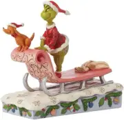 Enesco Dr. Seuss Grinch by Jim Shore Santa Grinch with Max Riding on Sleigh